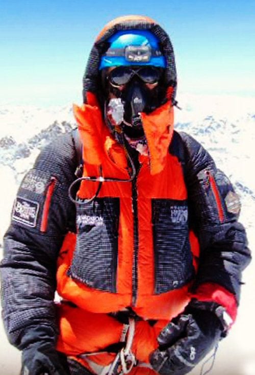 Mark Pattison on the summit of Mount Everest